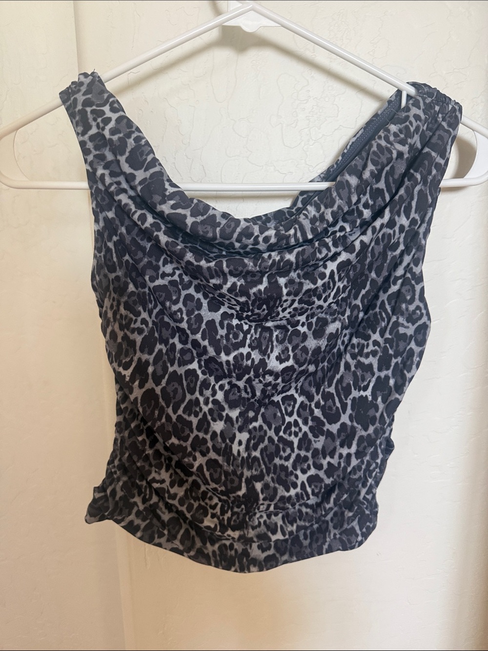 Grey Leopard Print Cowl Neck Camisole